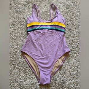 Old Navy Women’s One Piece Purple Striped Swimsuit Size Small Padded
